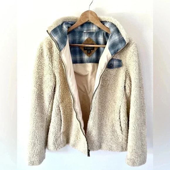 Pendleton Cream Colored Fuzzy Sherpa Full-Zip Jacket Size Small - Picture 5 of 11